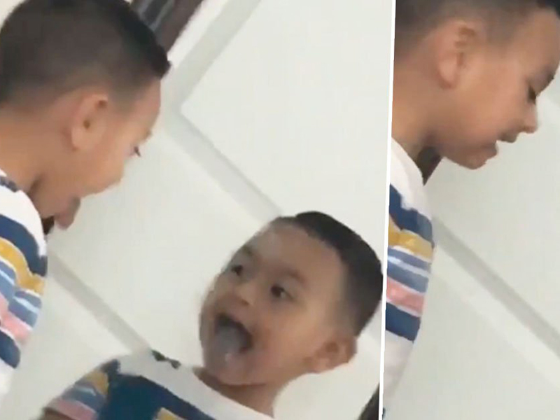 شاهد بالفيديو: انعكاس طفل في المرآة يتحرك بوتيرةٍ أسرع منه!
